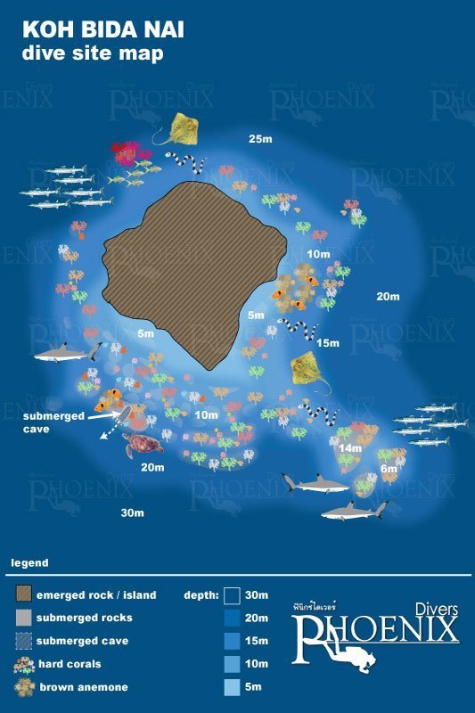 Koh Bida Nai Diving map