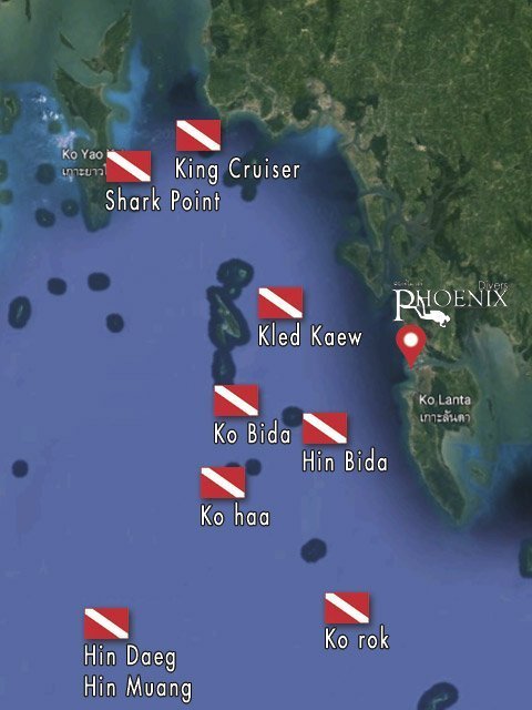 koh lanta dive sites map koh lanta dive site map